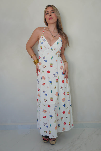 TROPICAL PRINT MIDI DRESS