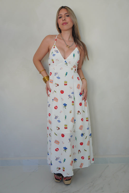 TROPICAL PRINT MIDI DRESS