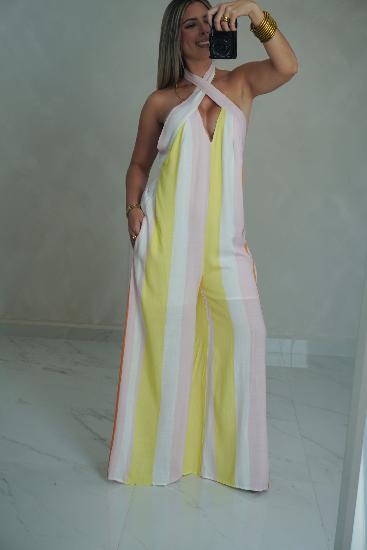 MULTI COLOR HALTER JUMPSUIT