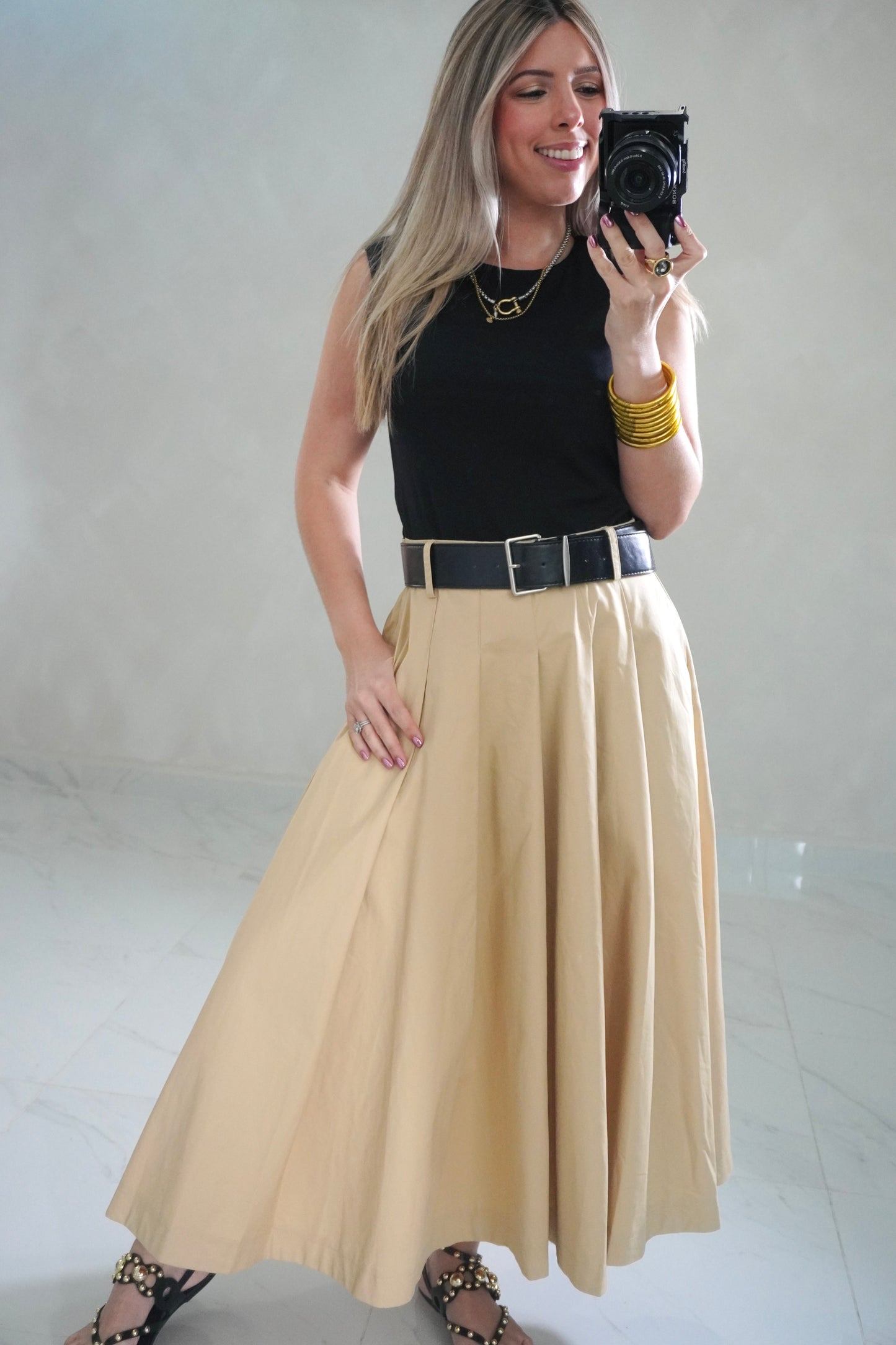 SHOULDER PAD MIDI DRESS