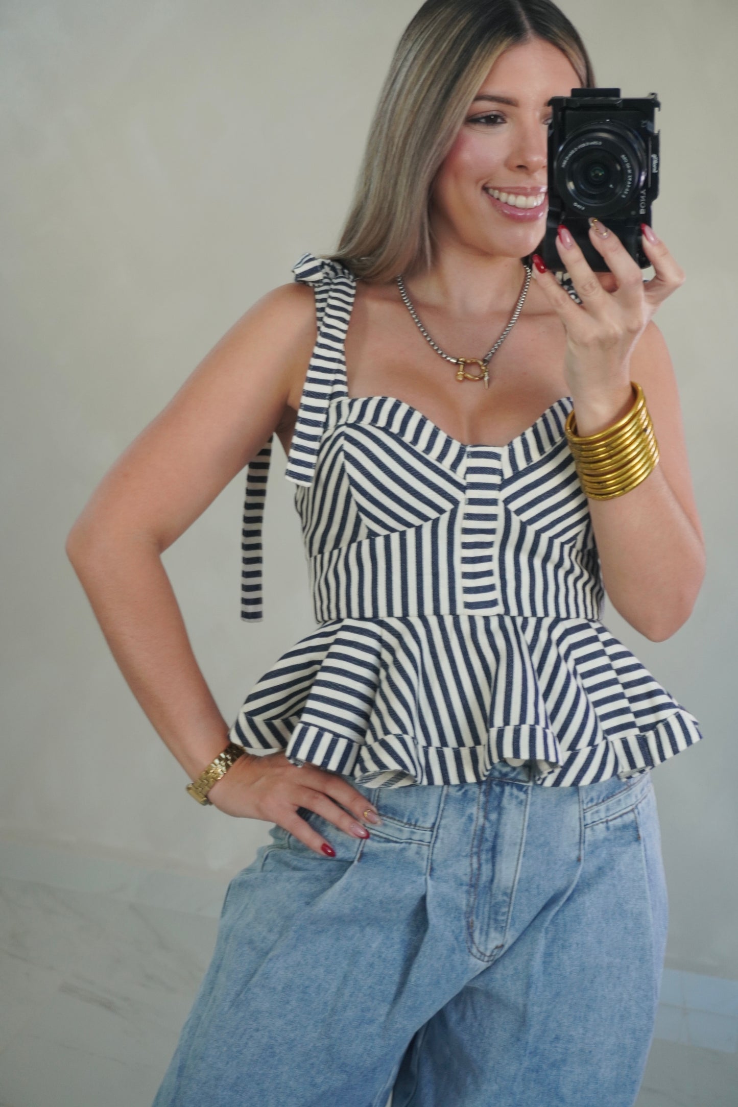 PEPLUM BOW TIE TOP