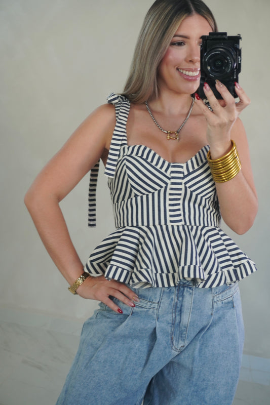PEPLUM BOW TIE TOP
