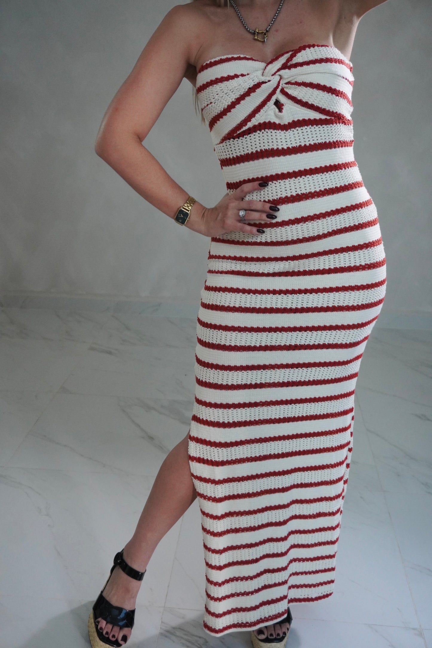 STRIPES STRAPPLES DRESS