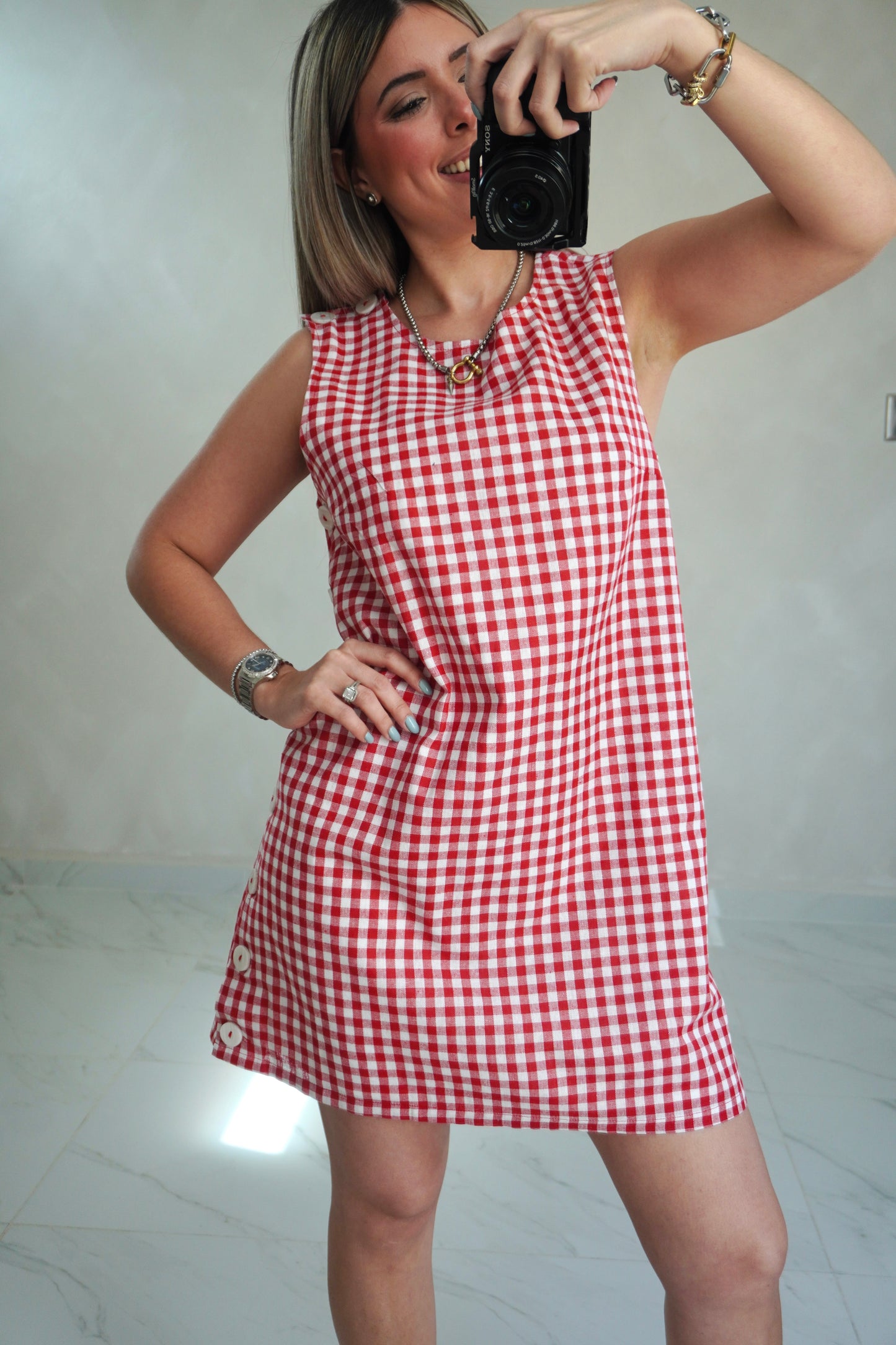 GINGHAM RED DRESS