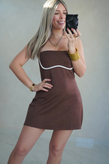 CONTRAST A-LINE ROMPER/DRESS