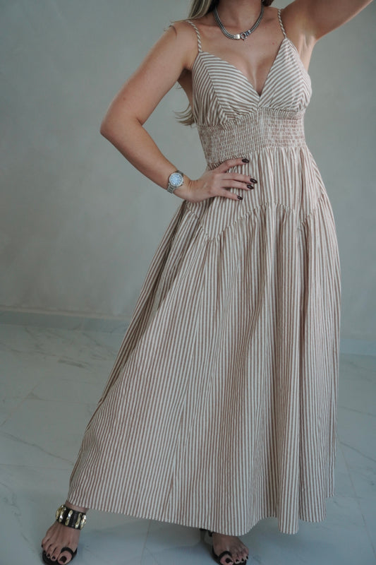 TAUPE STRIPED DRESS