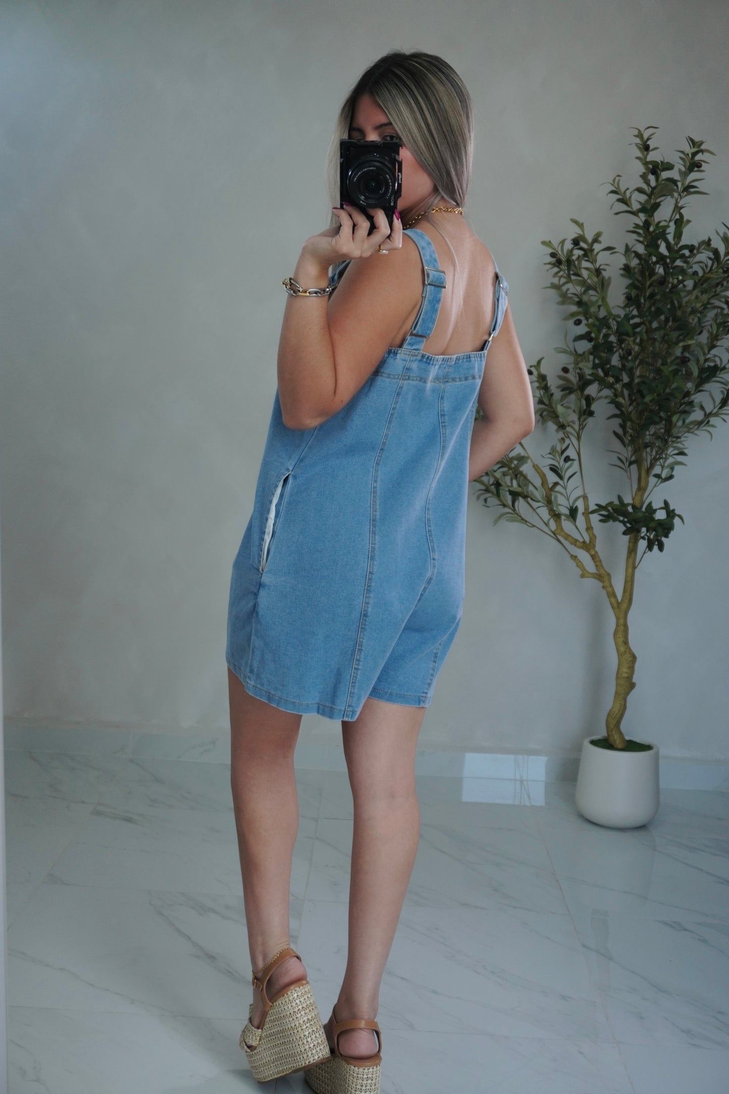 DENIM ZIP ROMPER