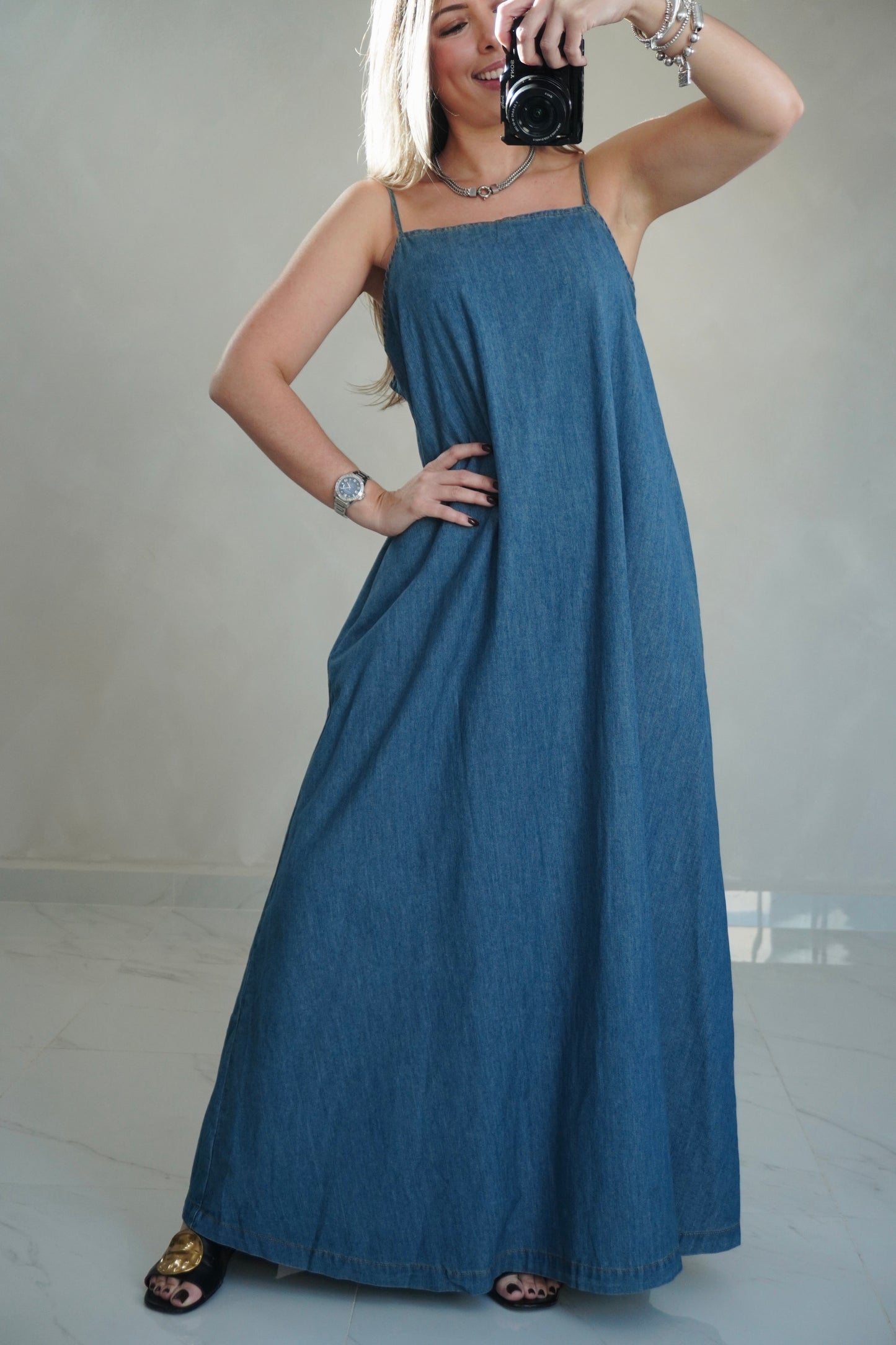 DENIM CAMI DRESS