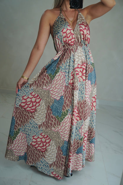 HALTER BACKLESS MIDI DRESS