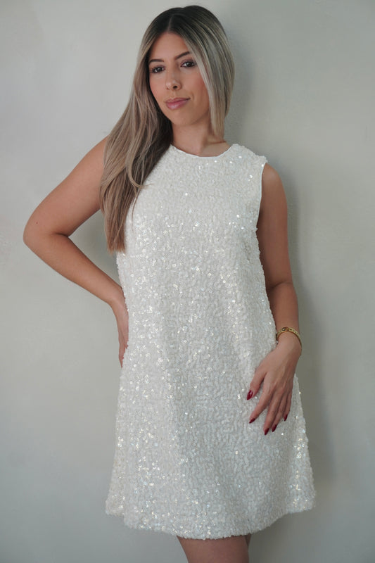 SEQUINS TIE BACK DRESS