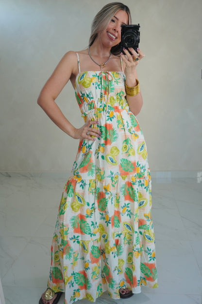 MULTI GREEN CUT OUT DRESS