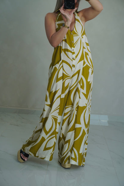 GOLDEN HALTER JUMPSUIT
