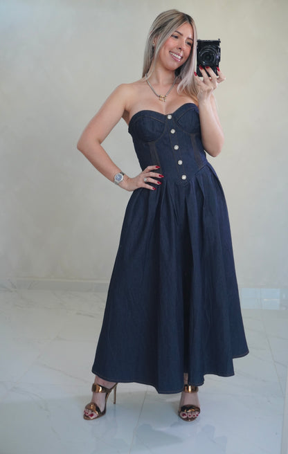 DARK DENIM MIDI DRESS