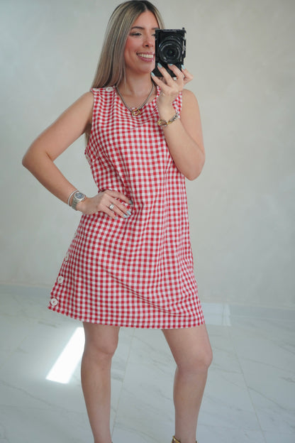 GINGHAM RED DRESS
