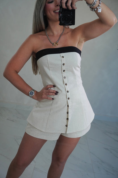 STRAPLESS TOP & SHORT SET