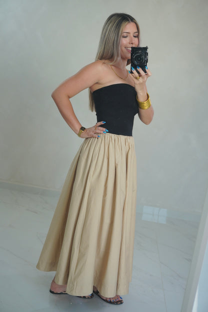 STRAPLESS KNIT MIDI DRESS