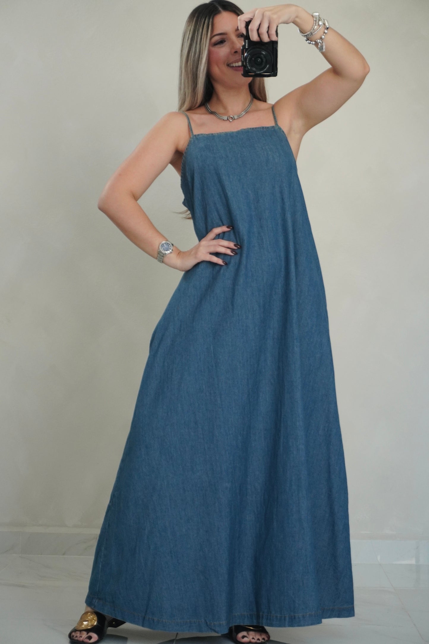 DENIM CAMI DRESS