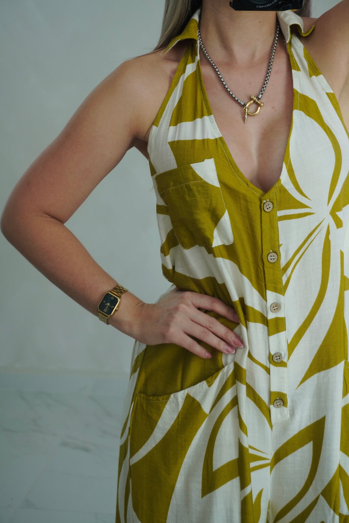GOLDEN HALTER JUMPSUIT