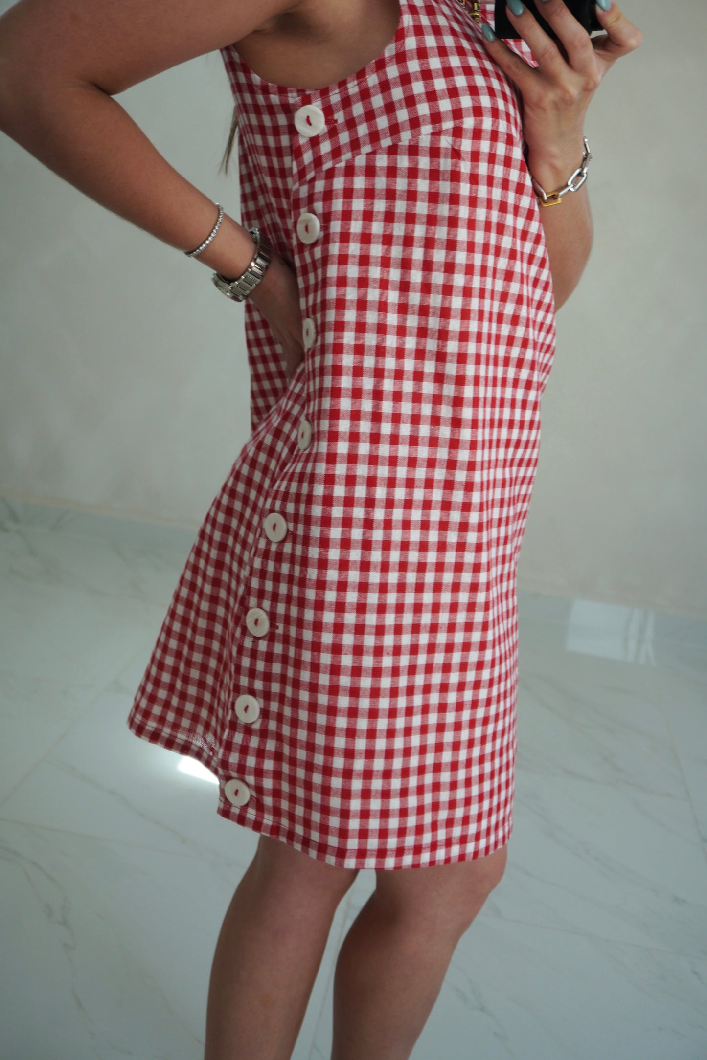 GINGHAM RED DRESS