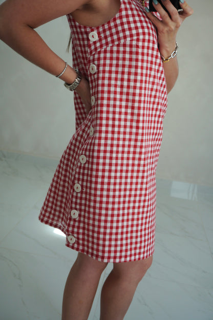 GINGHAM RED DRESS