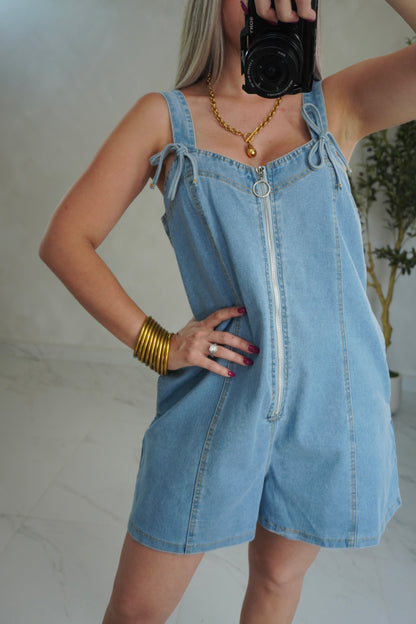 DENIM ZIP ROMPER