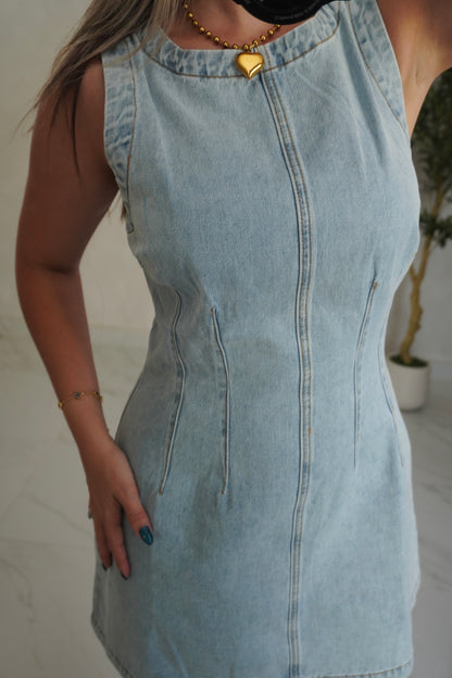 SLEEVELESS DENIM DRESS