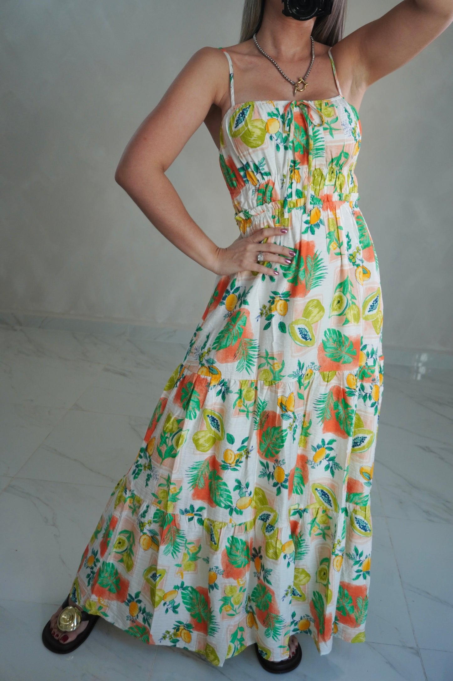 MULTI GREEN CUT OUT DRESS