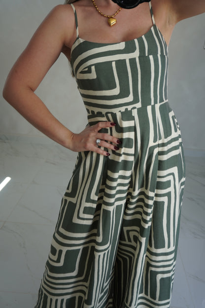 GREY ELASTIC WAIST BACK JUMPSUIT