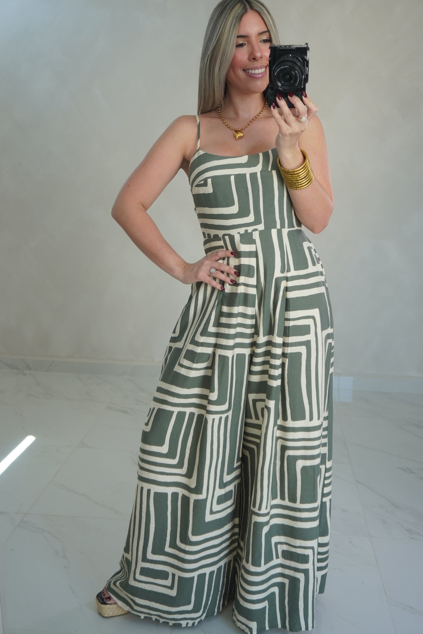 GREY ELASTIC WAIST BACK JUMPSUIT