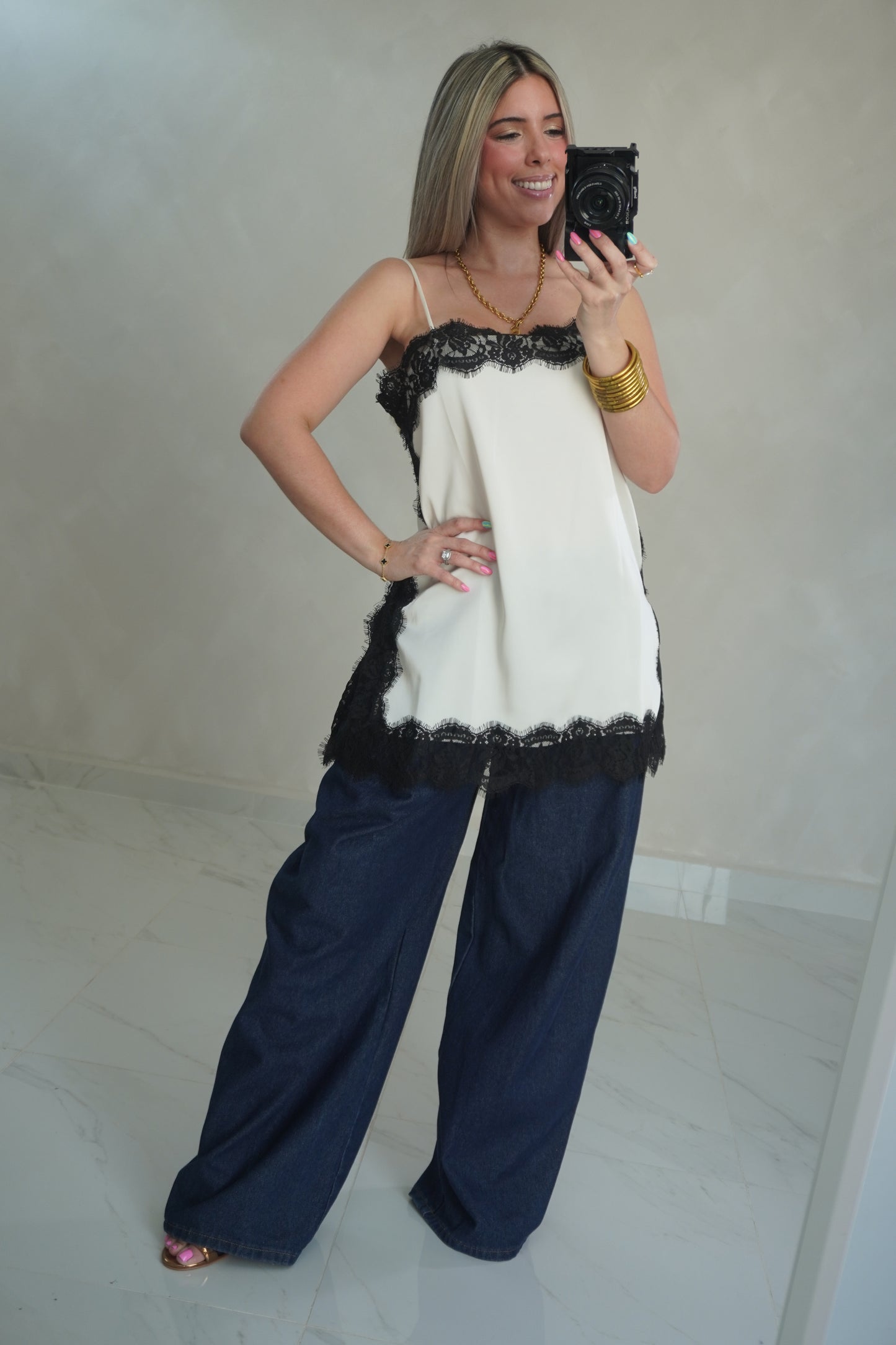 SATIN LACE TOP