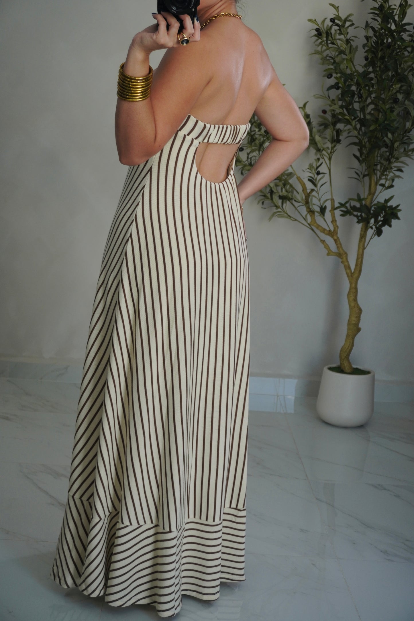 STRAPLESS MIDI DRESS