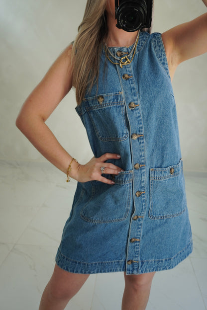 BUTTON FRONT DENIM DRESS