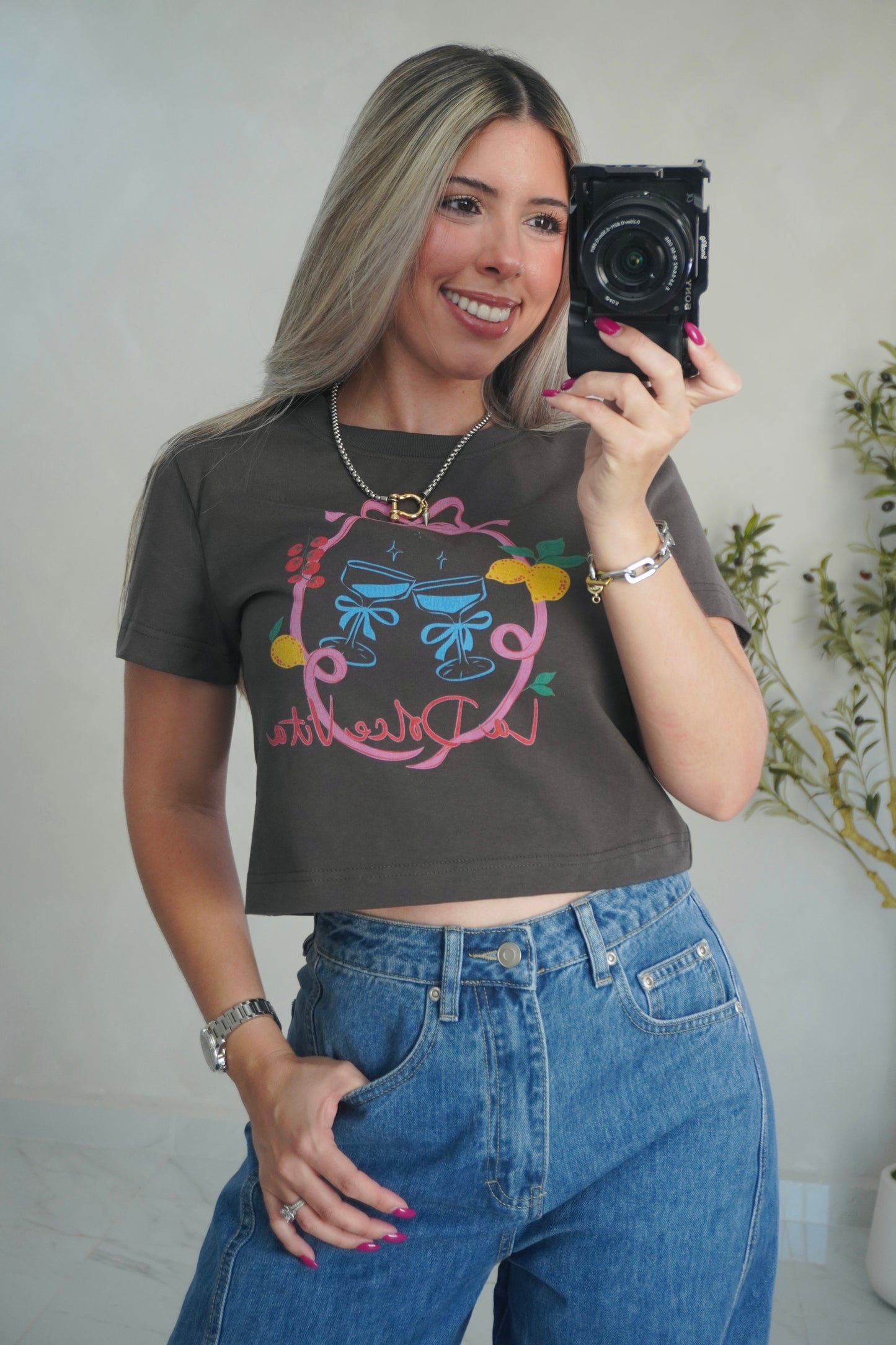 LA DOLCE VITA TEE - CHARCOAL