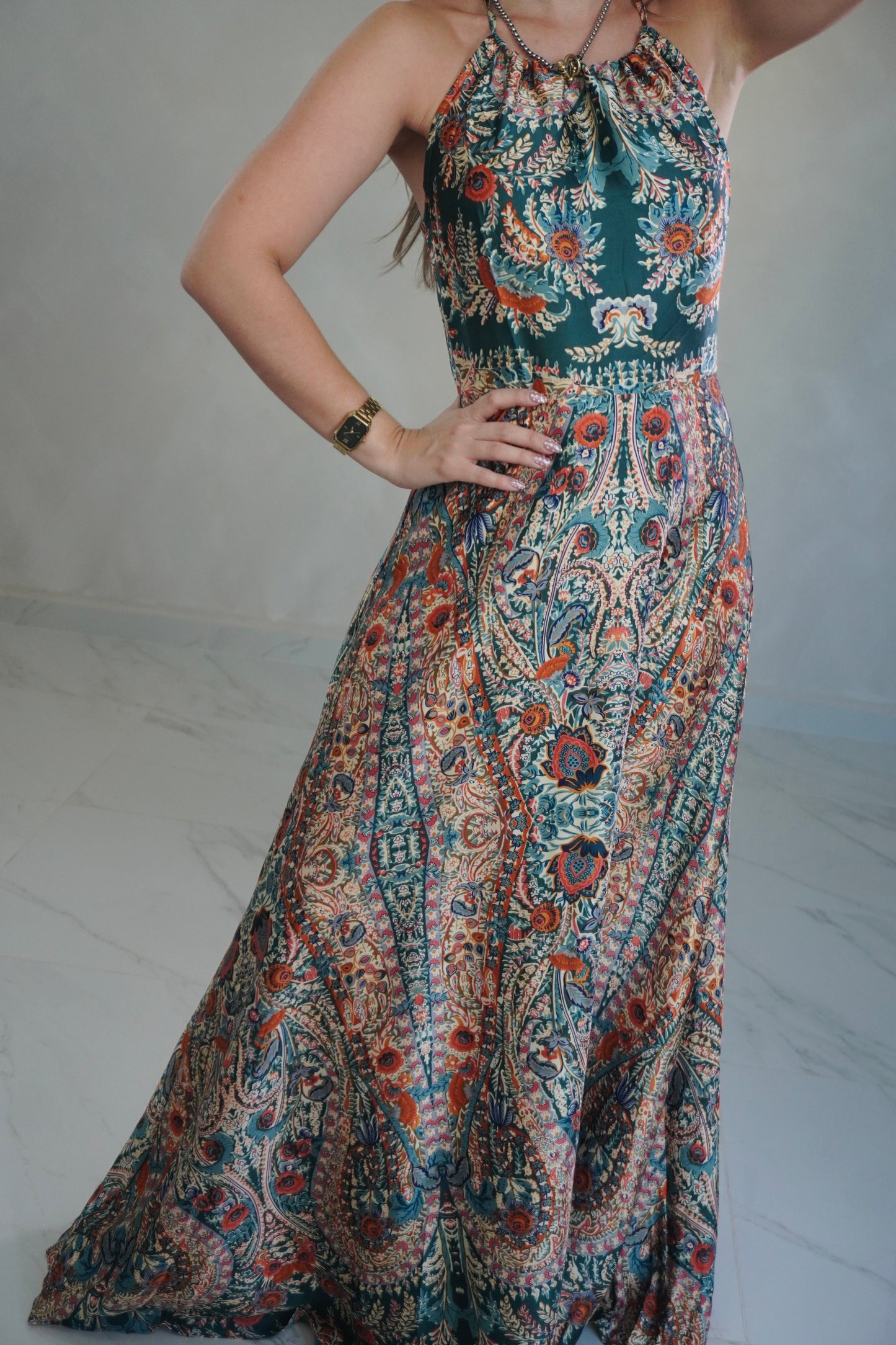 VINTAGE GREEN MAXI DRESS