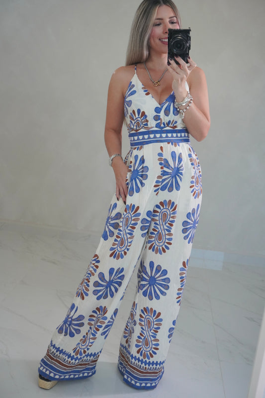 SLEEVELESS TIE BACK JUMPSUIT