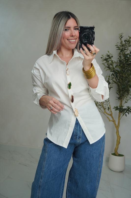 LONG SLEEVE BUTTON DOWN TOP