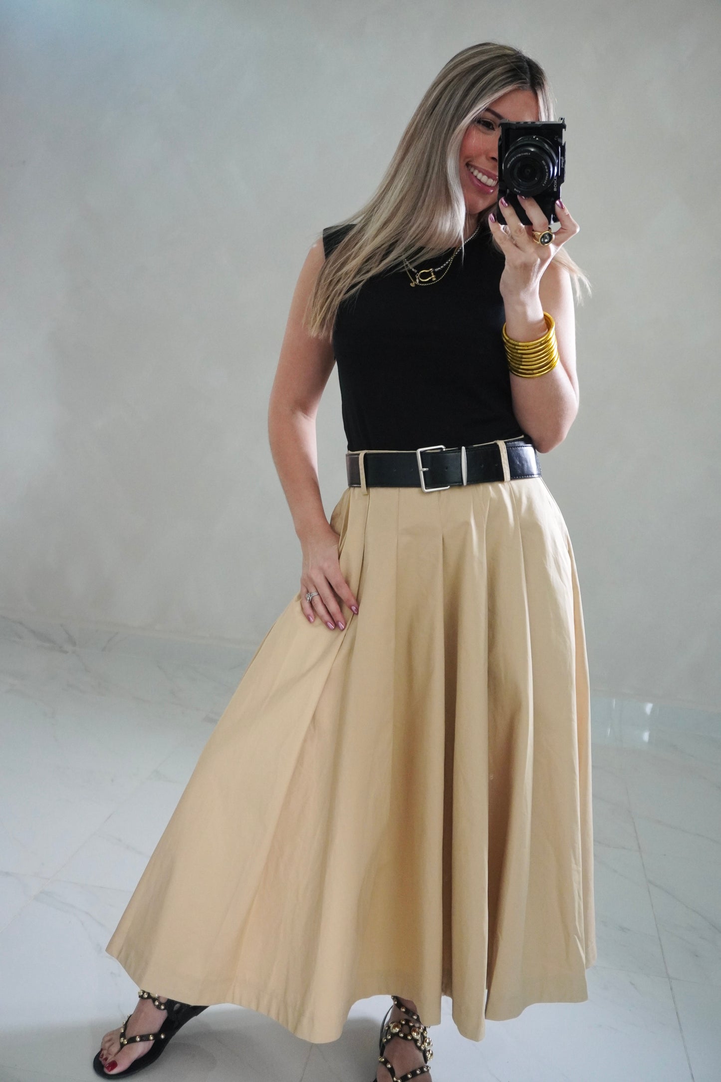 SHOULDER PAD MIDI DRESS