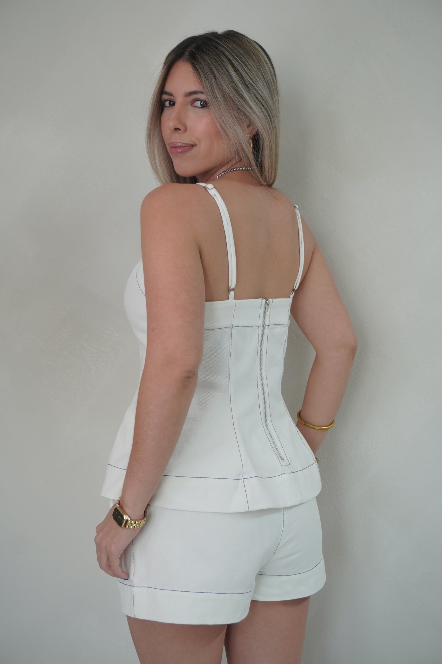 RESTOCK OFF WHITE DENIM SHORT SET
