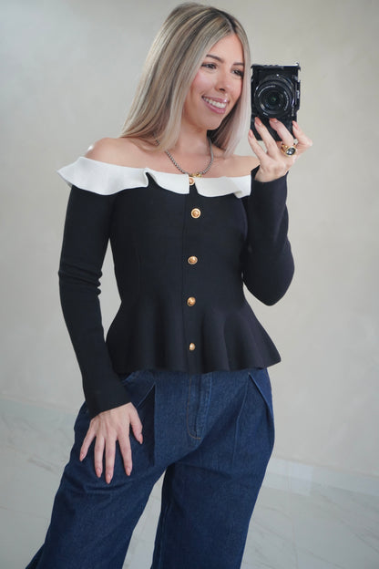 OFF SHOULDER KNIT TOP