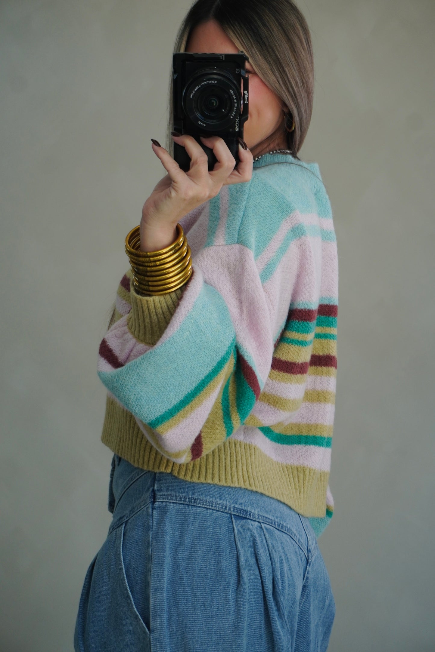 MINT STRIPES SWEATER TOP