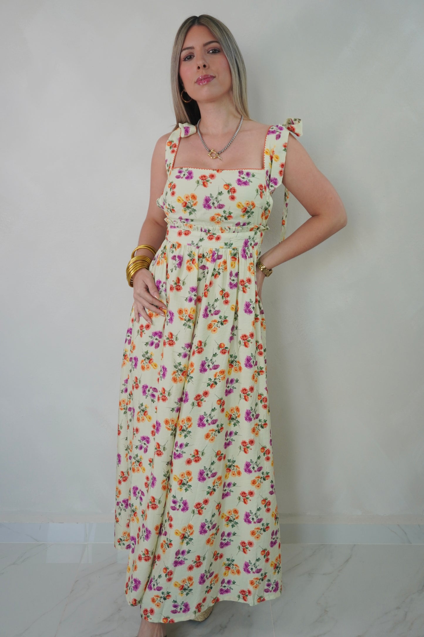 FLORAL SAGE MIDI DRESS