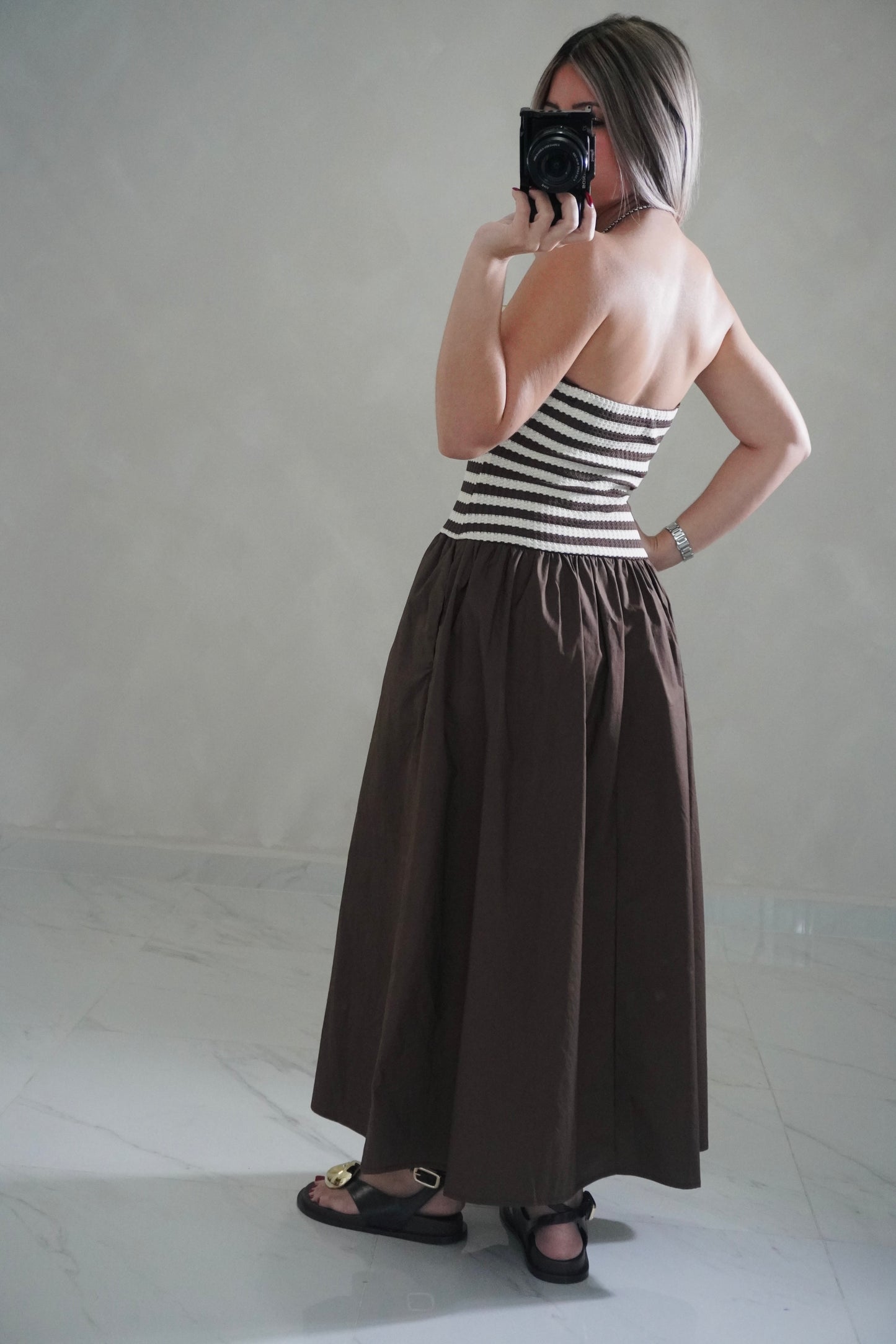 TUBE STRIPED MIDI DRESS