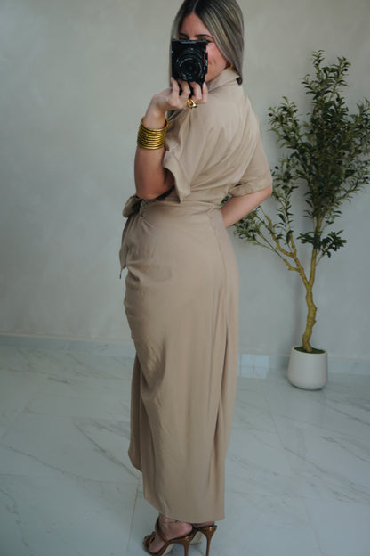 MIDI FRONT TIE DRESS
