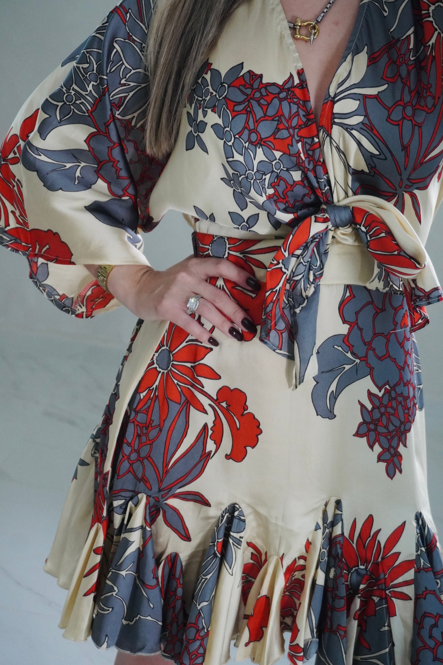 KIMONO SLEEVE MINI DRESS