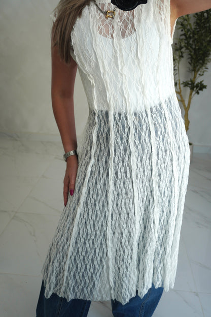 SHEER LACE OVERLAY DRESS