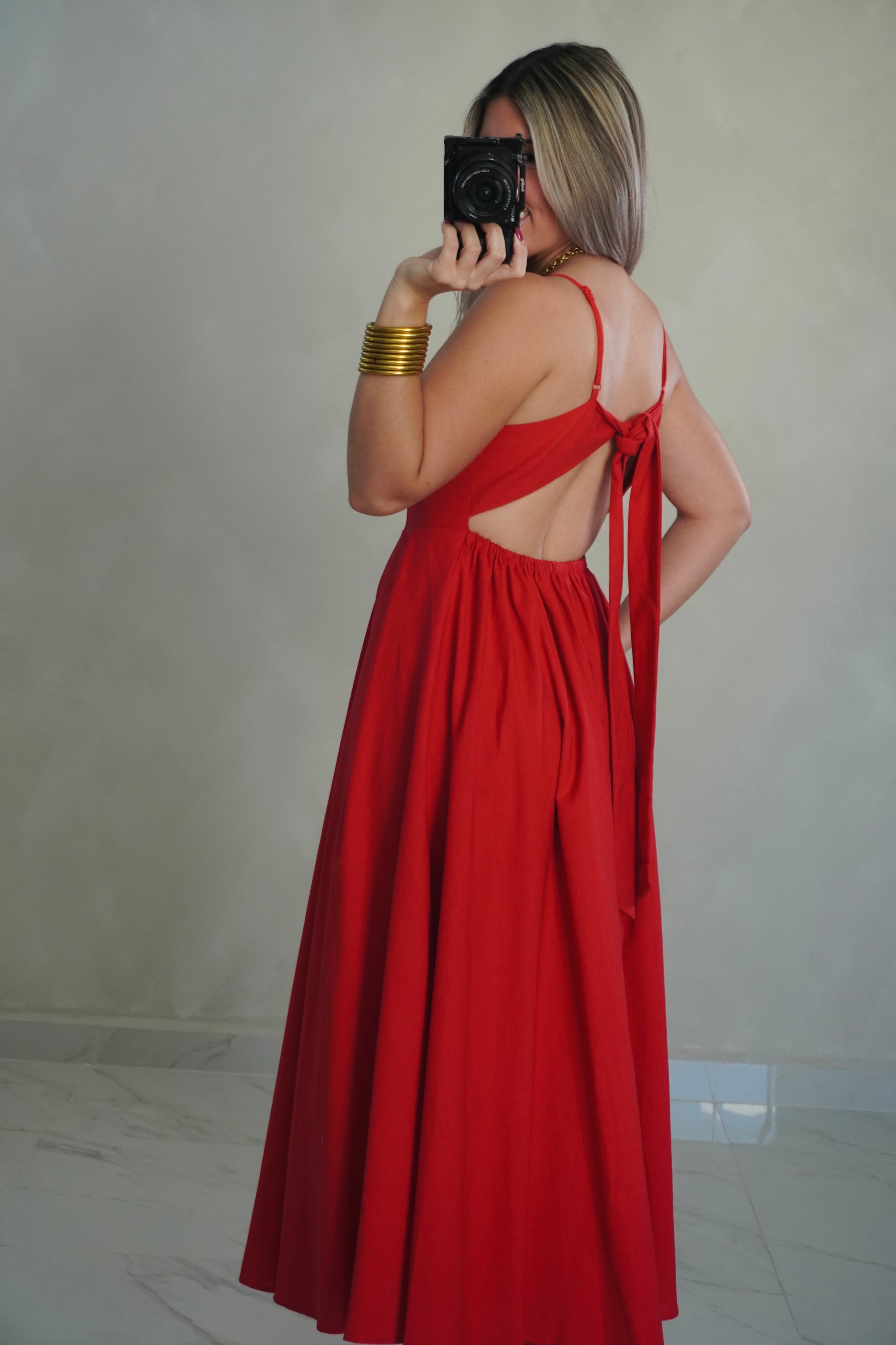 RED LINEN MIDI DRESS – vanguardiaboutiquepr