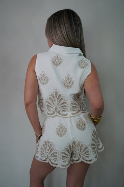 EMBROIDERY SHORT SET