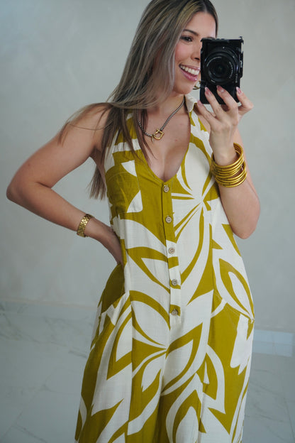 GOLDEN HALTER JUMPSUIT
